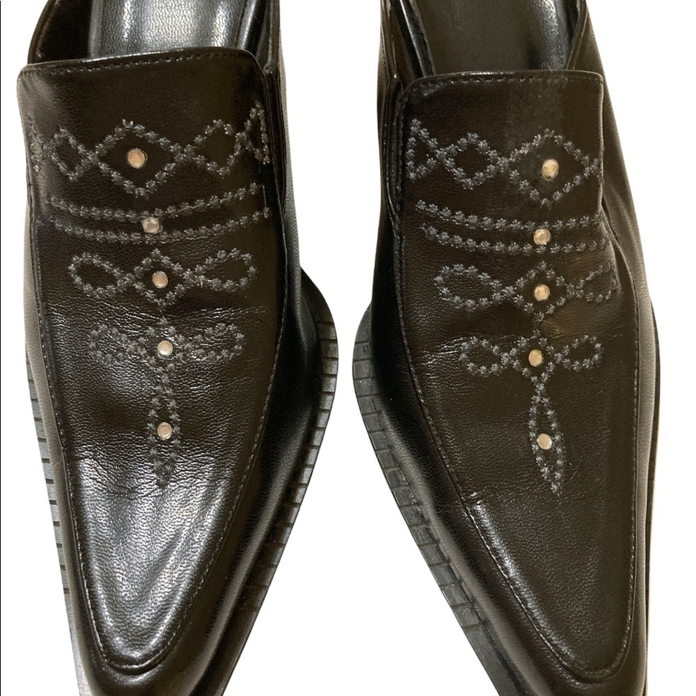 Black Italian Genuine Leather Slip On Shoes Size 36/6 - Picture 7 of 9